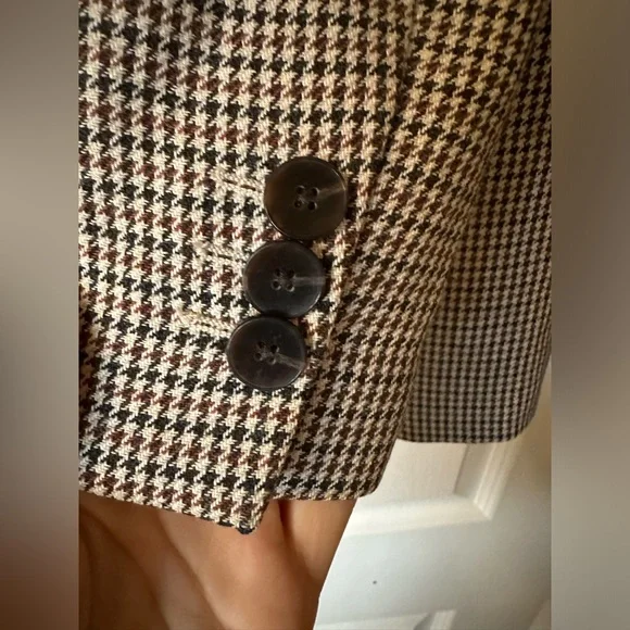 Massimo Dutti Houndstooth Blazer in Brown and Black - Picture 4 of 8